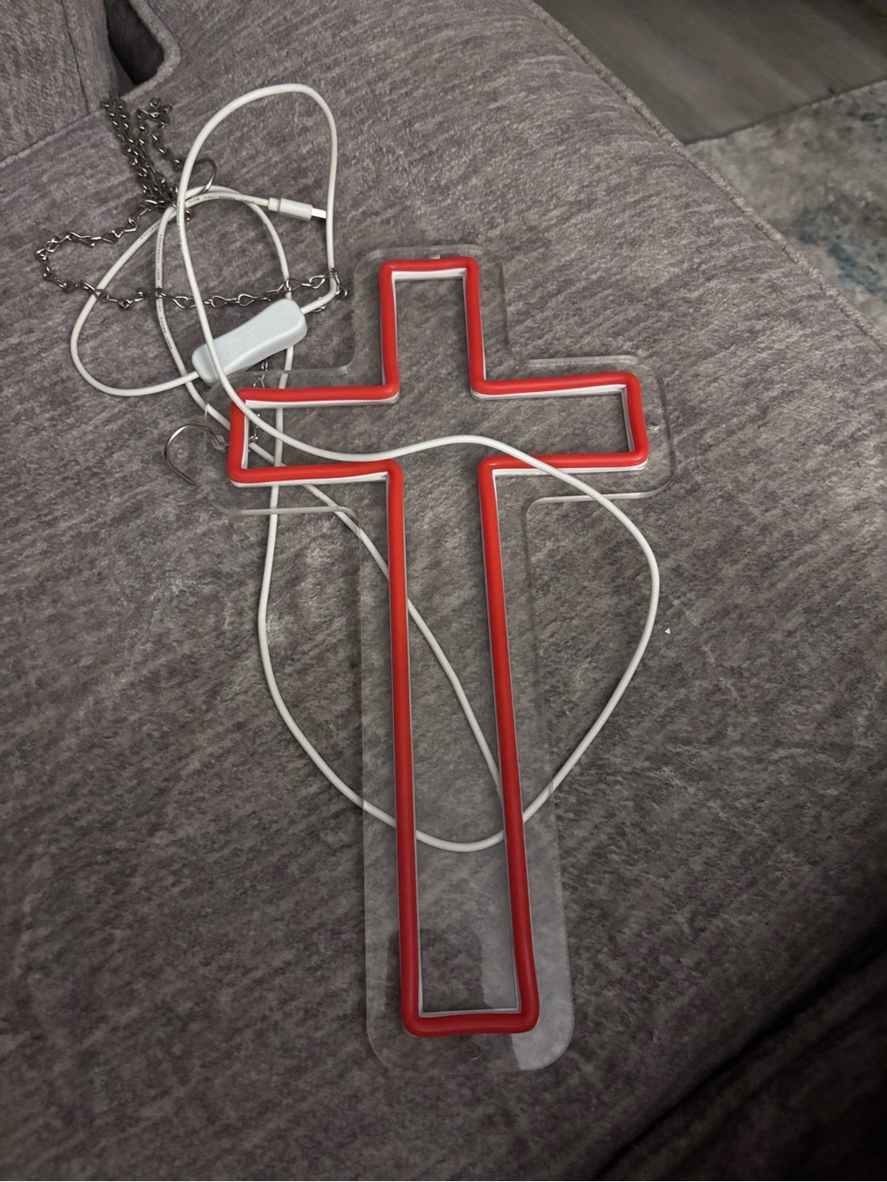 Red LED Cross Wall Light - Decorative Neon Accent